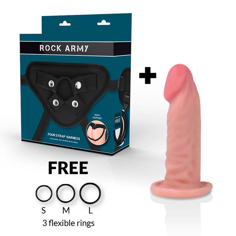 Rock Army Harness + Dildo Dual Density 14 cm