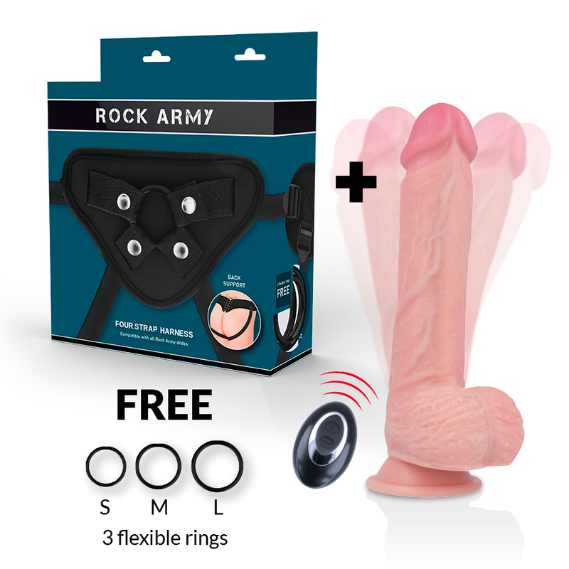 Rock Army Apache - Arnés + Vibrador de Silicona Líquida Premium con Mando a Distancia