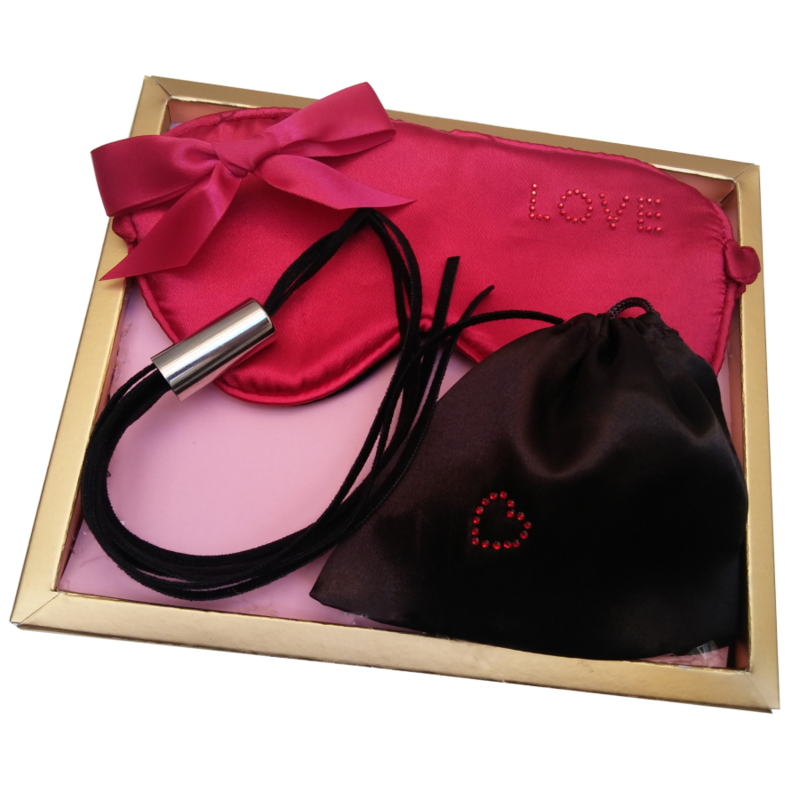 Inedit Dominatrix Whip Kit - Látigo con Antifaz y Bolsa de Satén