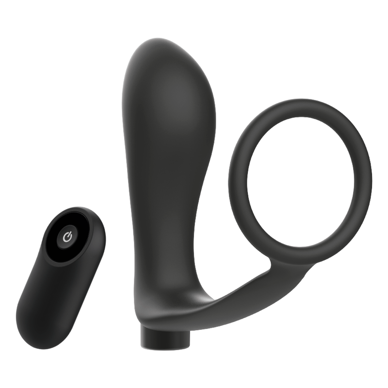 Anillo Peneano con Plug Anal y Mando a Distancia Recargable - Addicted Toys