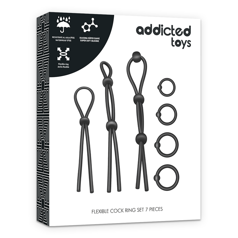 Set de 7 Anillos Penianos de Silicona Flexible ADDICTED TOYS