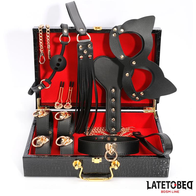 Kit Bondage de 8 Pz Cuero con Maletín de Almacenaje