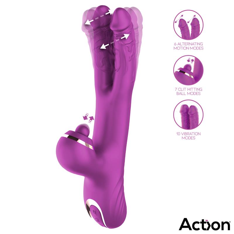 Nico Vibrador con Dildos Alternantes y Bola Percutora 4 Motores